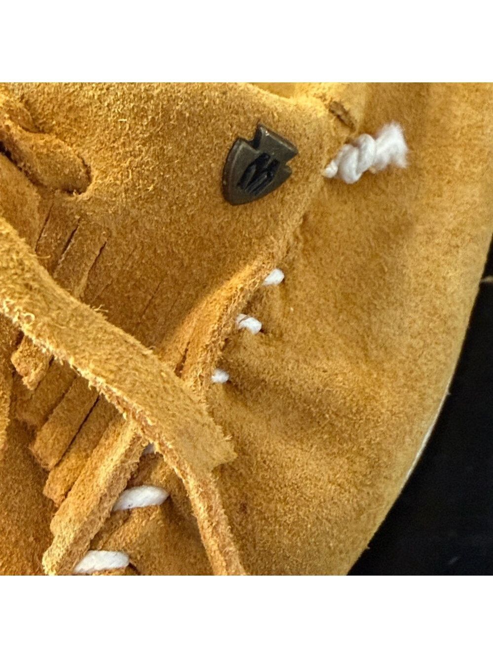 Minnetonka KITTY Plus Suede Southwestern Moccasins Shoes Loafers Yellow 9.5 - Picture 5 of 10